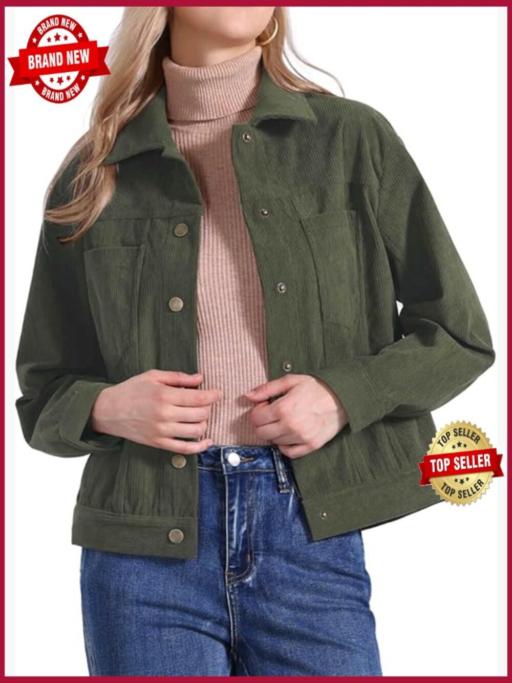 Corduroy Shacket Button Down Long Sleeve Fall Jacket